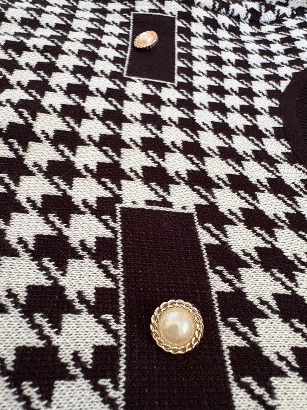 Black & White Houndstooth Long Sleeve Knit Dress Size S - Picture 6 of 7
